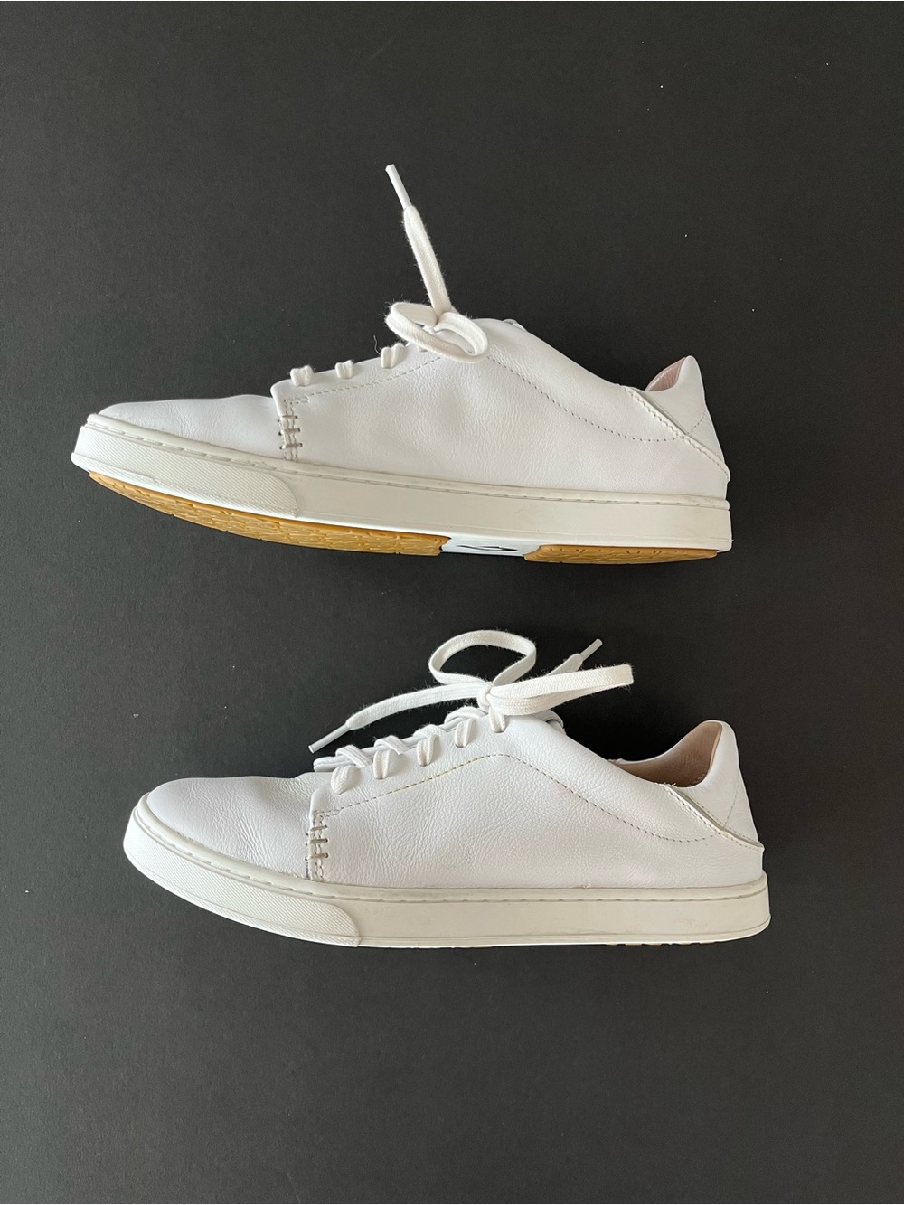 OluKai Pehuea Li ‘ILI Premium Island Inspired White Leather Sneakers Size 8 - Picture 4 of 12